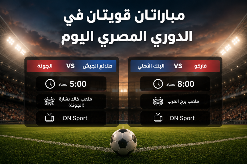 مواجهتان قويتان في الدوري المصري اليوم.. الجونة يواجه طلائع الجيش وفاركو يصطدم بالبنك الأهلي