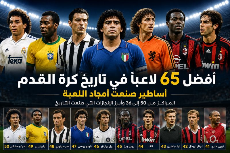 أفضل 65 لاعباً في تاريخ كرة القدم.. أساطير صنعت أمجاد اللعبة ( المراكز 50-36 )